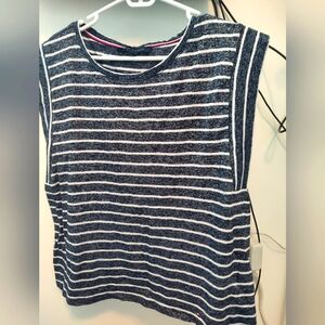 Tommy Hilfiger Striped Navy and White Women's Top XL